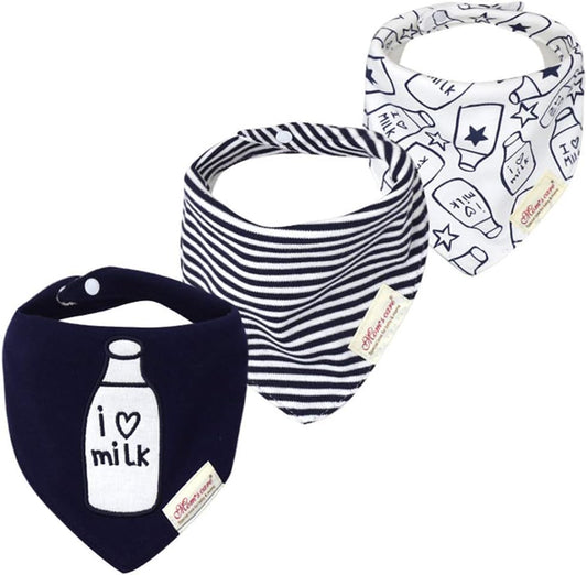 JN&LULU 3 Pack Newborn Baby Bibs Bandana Drool Bibs for Drooling Cotton Baby Gifts