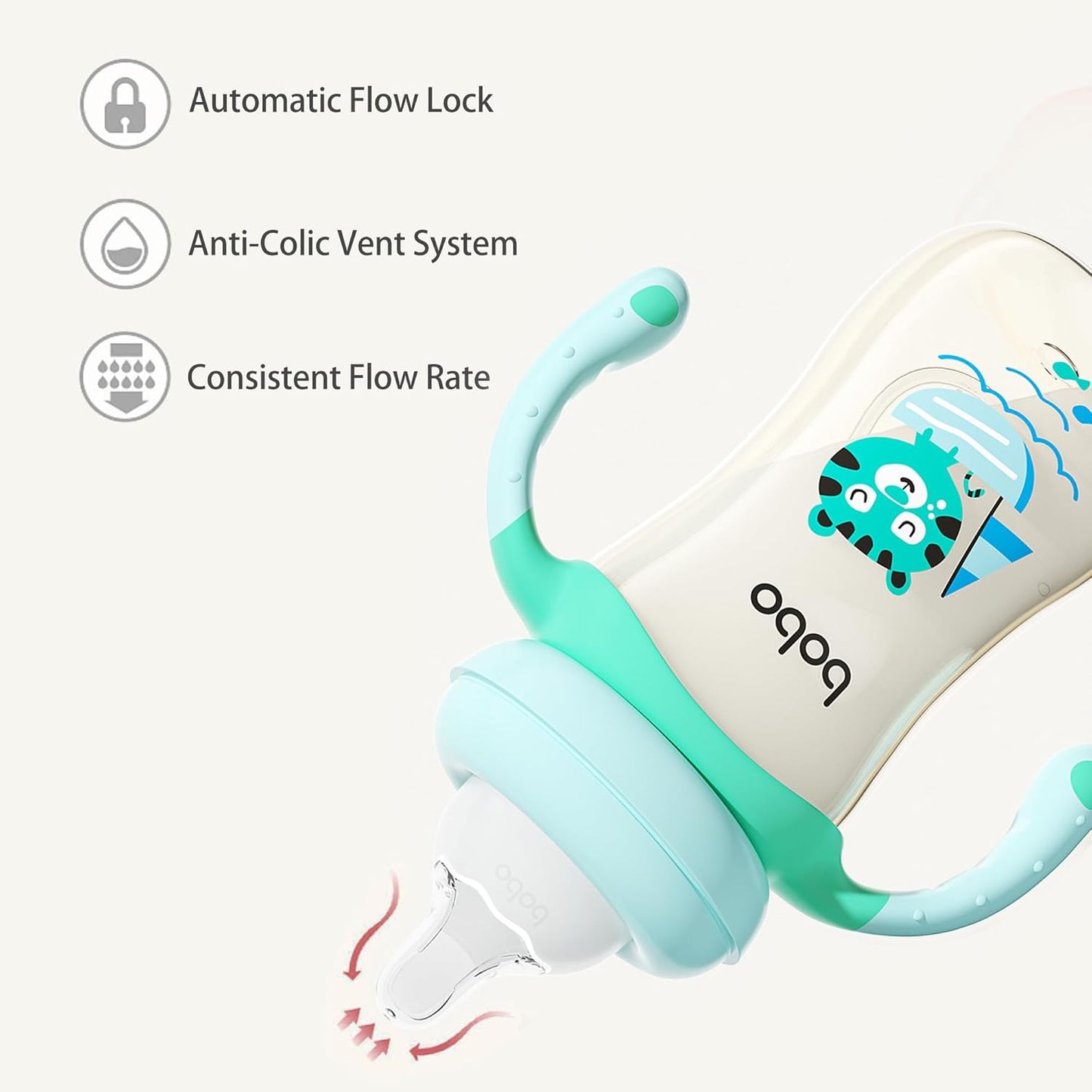 YOHKOH Natural PPSU Baby Bottle with Natural Response Nipple, Newborn Anti-Colic Baby Bottles with Handle, Wide Neck Mushroom Cap Baby Bottle (8.8oz (Pack of 4), Blue)