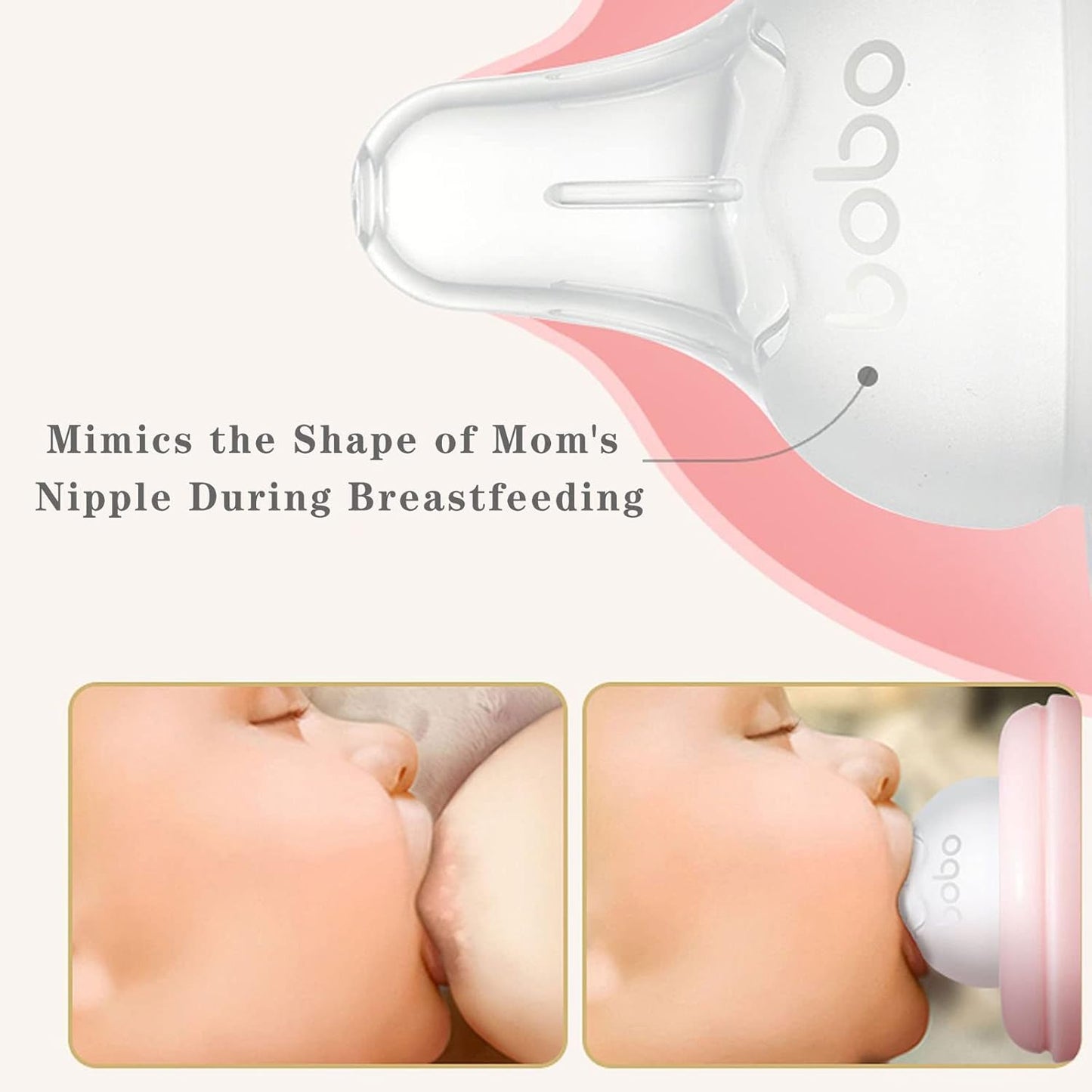 YOHKOH Natural Glass Baby Bottle with Natural Response Nipple, Newborn Anti-Colic Baby Bottles, Wide Neck Mushroom Cap Baby Bottle, Clear (Green, (8.8oz (Pack of 2))