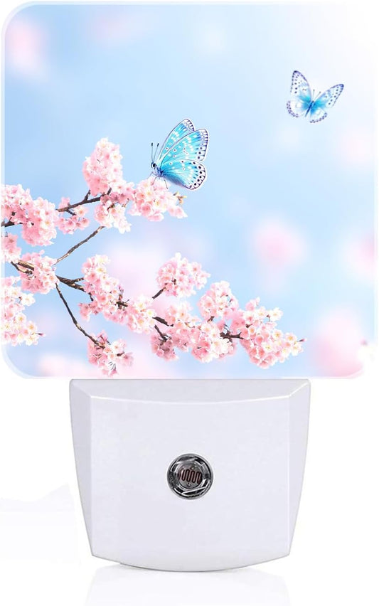 Groovy Butterfly and Flower Night Light,Plug Into Wall for Boys Girls Bedroom Decorative Square Night Light Lamp 0.5w Sleep Friendly