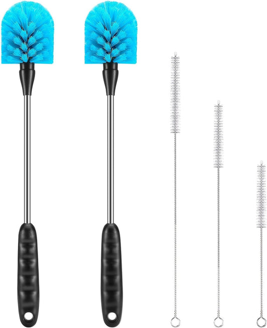 5 Pack Bottle Cleaning Brush Set, Stainless Steel Scrub Cleaner Brush with 14'' Long Handle and 3 Straw Brushes, Flexible for Cleaning Sport Water Bottles, Straws, Coffee Mug, Cups, Baby Bottle