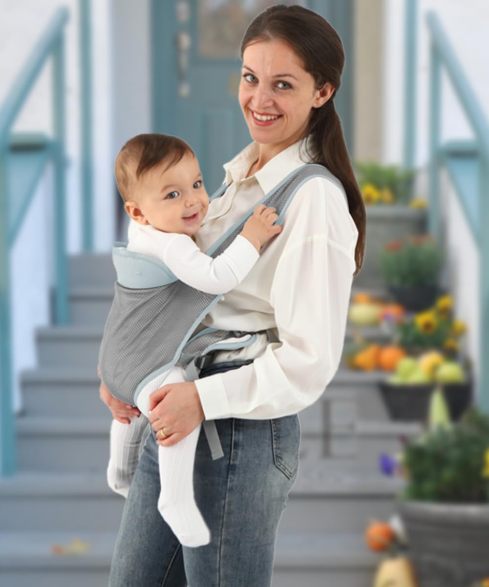 Baby Carrier Newborn Wrap,Ergonomic Infant Soft Carriers for Toddler 7-45 lbs,Adjust Back Strap/Waist Belt,4-in-1 Babe Carrier Front&Back,for Hiking Travel or Everyday Family Events-solid color (Blue)