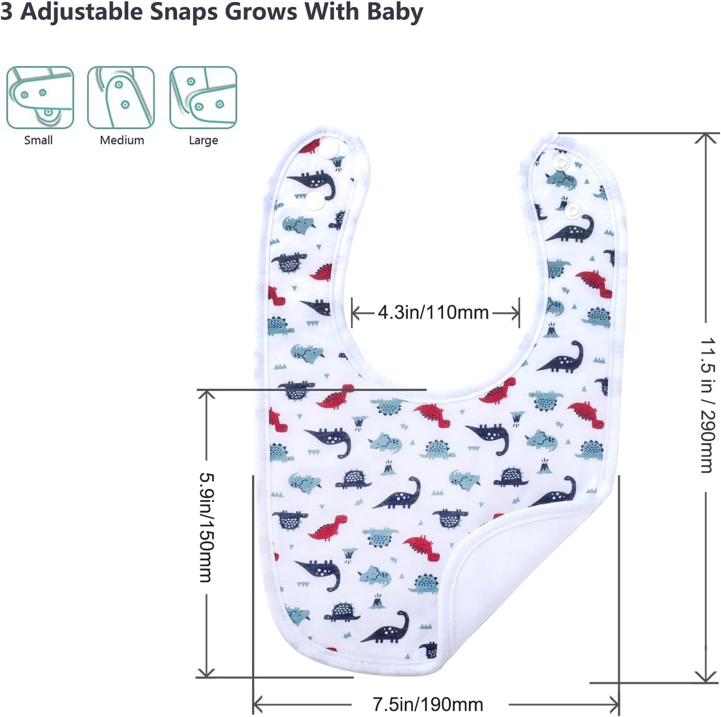 Hakochia Waterproof Baby Bibs Organic Cotton Super Soft and Absorbent With Adjustable Snap for Baby Boys and Girls