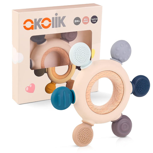 akolik Baby Teething Toys, Teething Relief Toy, BPA Free Baby Chew Toys Infant Toys Newborn Accessories, Teethers for Babies 0-3-6-9-12 Months Old Boys Girls