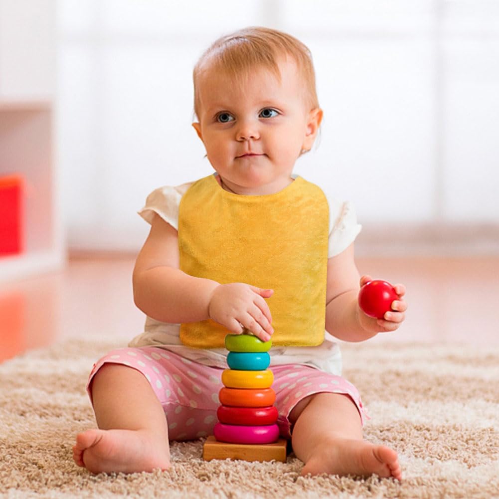 Vicloon Baby Bibs, 5PCS Terry Bib Set, Baby Bibs for Boys, Girls, Terry Drool Cotton Bibs Waterproof protection, Adjustable Elastic Strap, Baby Bandana Drool Bibs for Feeding, Teething Drooling(Color)