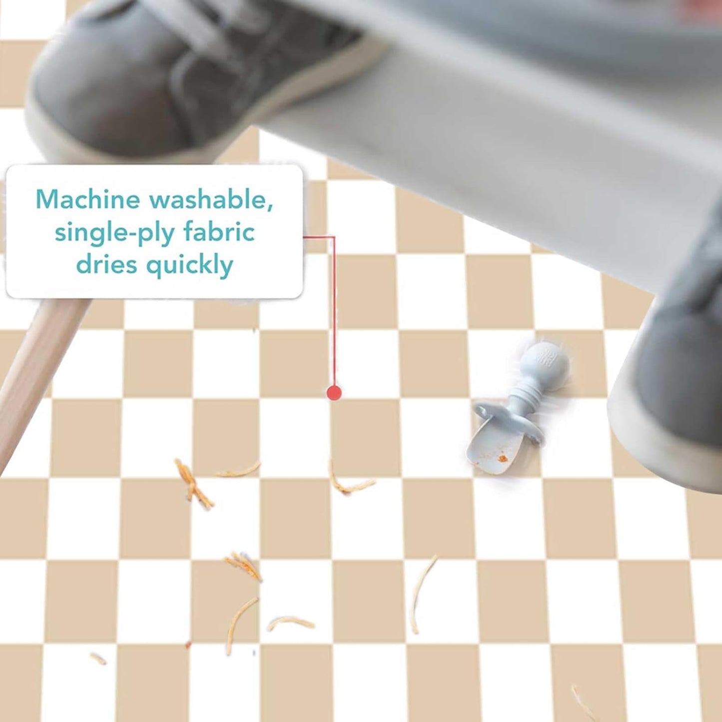 Baby Splat Mat for Under High Chair, 51 x 51 Inch Wipeable Splash Mat，Floor Protector，Wipe-Clean Tablecloth and Playing Mat (Square)