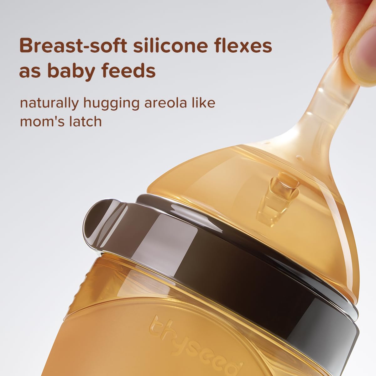 Thyseed Silicone Natural Breast-Like Bottle with Nipple(7-10 Months),8oz，1pack