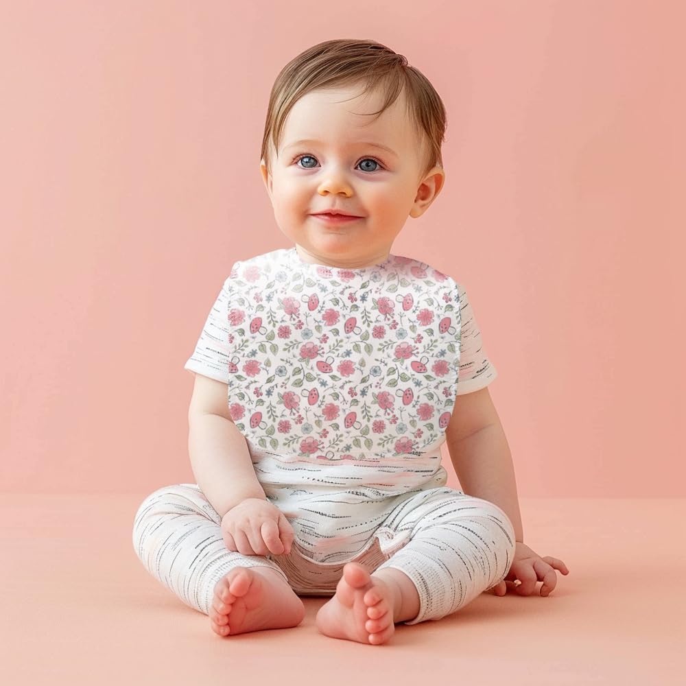 8 Pack Baby Bibs Unisex Adjustable with Snaps Ultra Soft Absorbent Drooling Teething for Boys and Girls