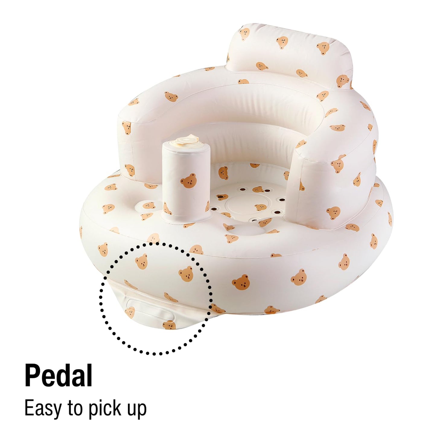 PandaEar Inflatable Baby Seat for 3 Months+, Blow Up Infant Chair Toddler Floor Seats with Built in Air Pump for Sitting Up, Bear