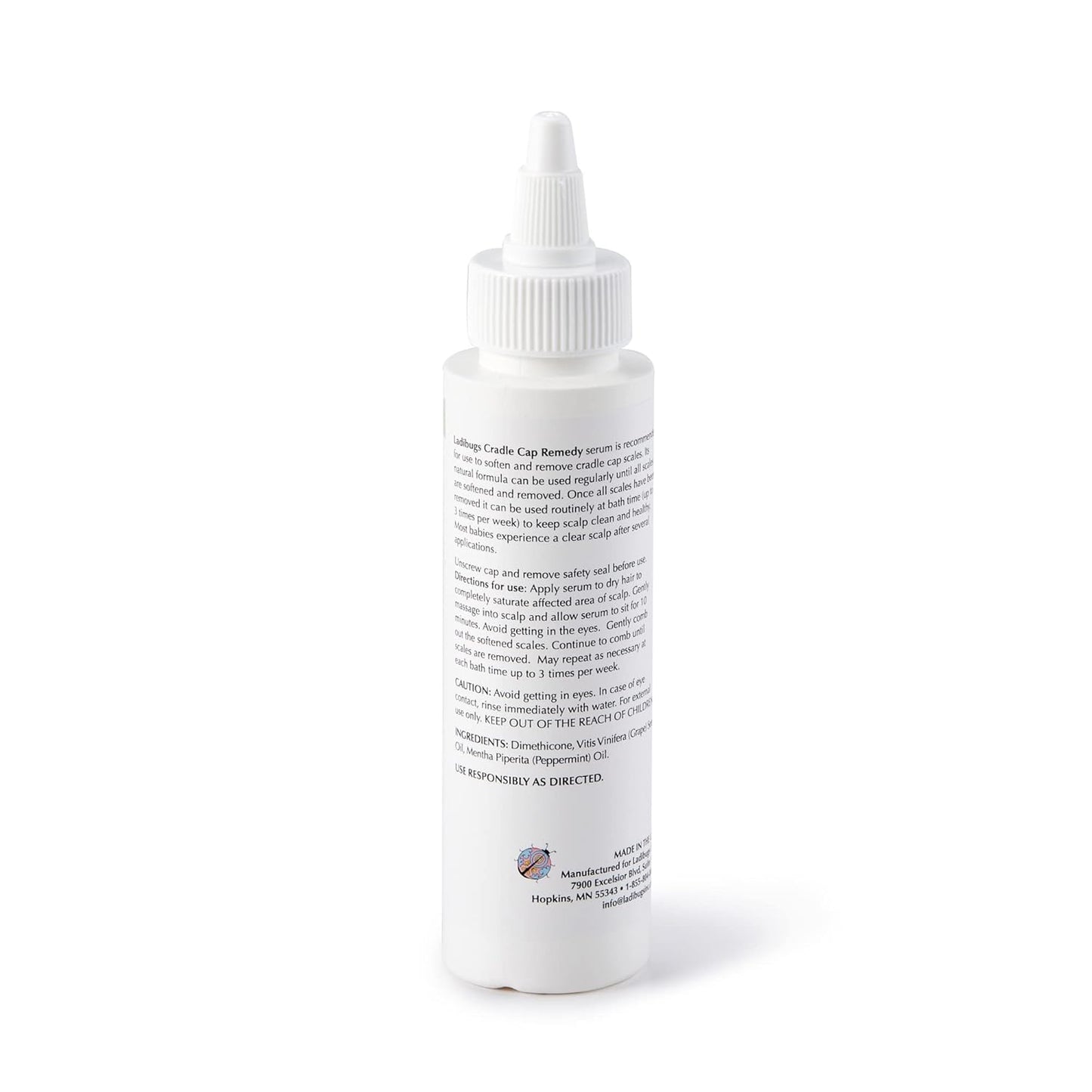 Ladibugs Cradle Cap Remedy Kit, 3oz | Includes Cradle Cap Serum & Fine-Toothed Comb | Effectively Removes Scales & Flakes | Soothes & Softens Scalp
