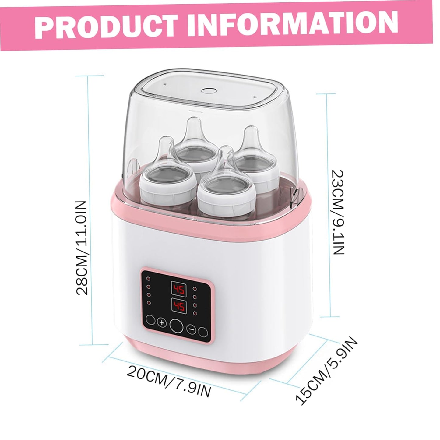 Bottle Warmer, Baby Bottle Warmer ＆ Steriliser Temperature Adjustable Portable Remote Control Baby Food Heater with LCD Display for Breastmilk or Formula, Style 2