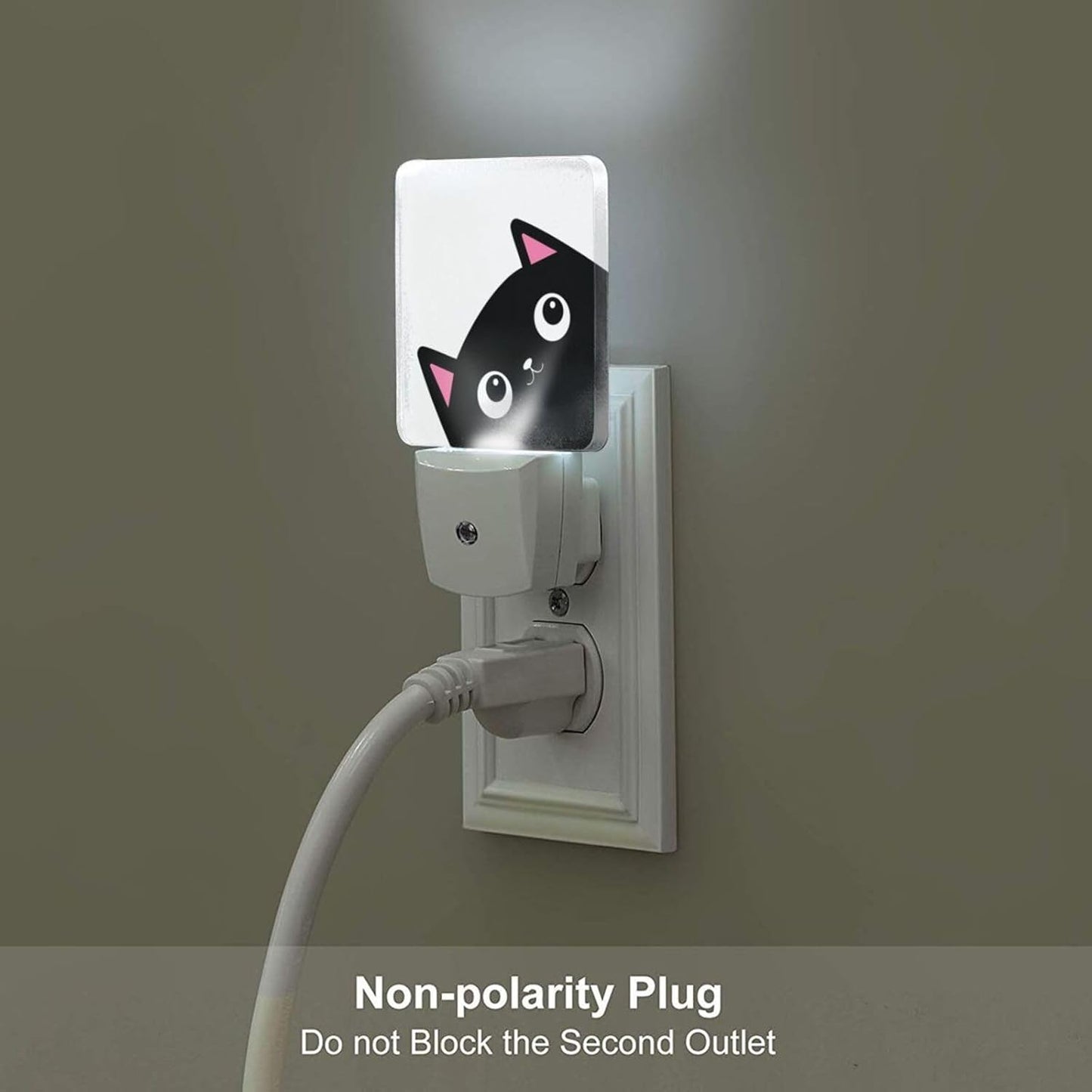 Black Cat Night Light,Plug Into Wall Decor for Stairway,Hallway,Kitchen,Dusk to Dawn Sensor Nightlights for Boys/Girls/Women/Men Room Gifts