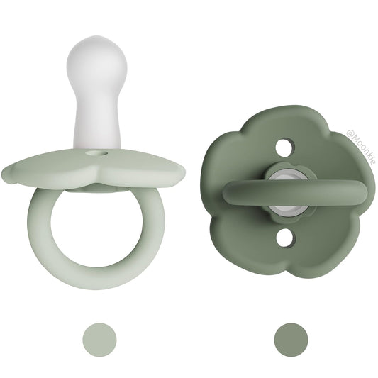 Moonkie Pacifiers Set of 2 | One-Piece Design Baby Pacifier with Large Air Holes | BPA-Free Silicone | Safe for Babies 0-6 Months