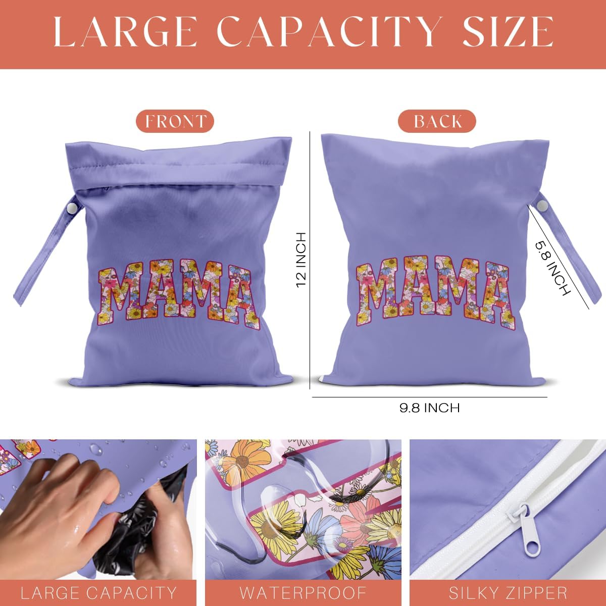 Gifts for New Mom, Mama New Mom Gifts 4 Pack Cute Wet Bag Waterproof Reusable Wet Dry Bag for Swimsuit Clothes Diaper Travel Beach Pool Toiletries Cruises Birthday Camping Postpartum Christmas