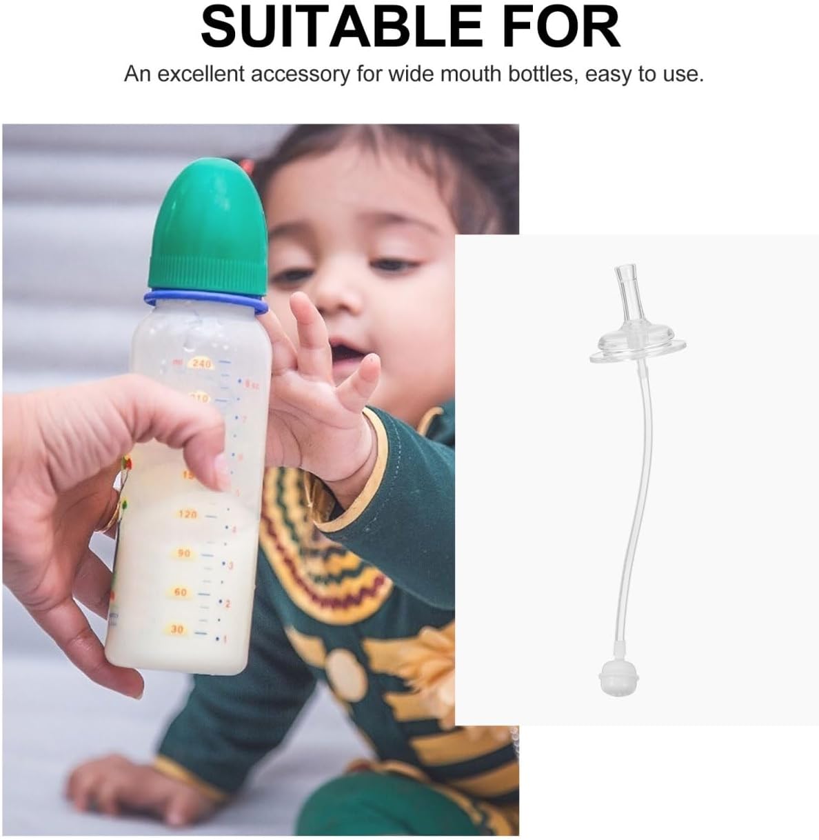 Veemoon 8pcs Baby Bottle Straws Replacement Baby Learner Cup Silicone Straws Kit Boys and Girls Wide Mouth Drinking Bottle Sucker No Leakage Drinking Tools for Milk Water Feed Boy Girls (1.96 Inch W)