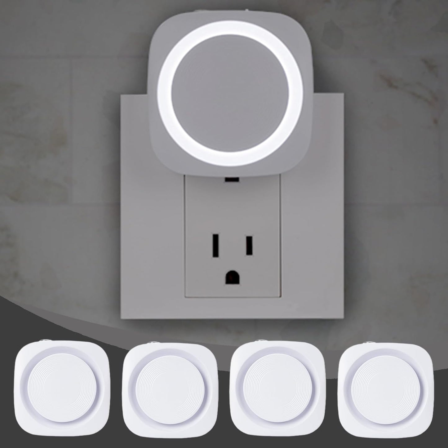 White Night Lights Plug in to Wall,4 Packs Dimmable Night Light with Auto Dusk to Dawn Sensor,Soft Glow Night Light for Bathroom, Bedroom,Hallway, Stairs, Kitchen,White