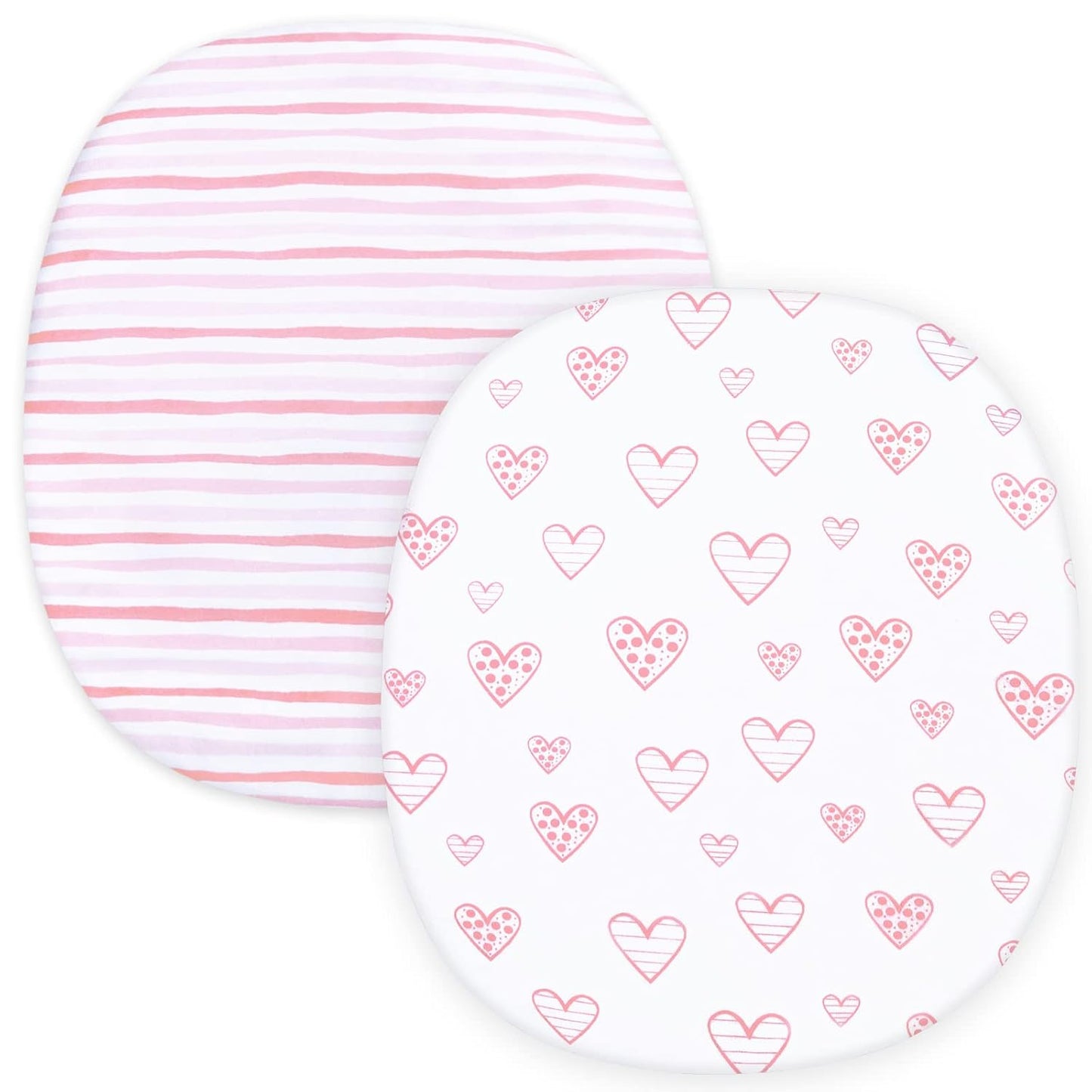 Bassinet Fitted Sheets Compatible with Graco Pack ‘n-Play Dome LX Bassinet(not playard), 2 Pack, 100% Jersey Knit Cotton Fitted Sheets, Pink Print for Baby