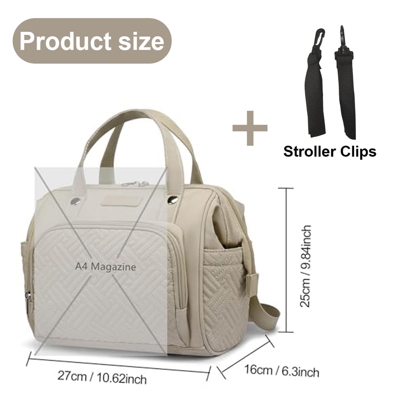 Small Diaper Bag Backpack Diaper Tote Bag, Waterproof Multi-Function Mini Tote Maternity Bags Travel Backpacks with Insulated Pockets for Mom, Apricot