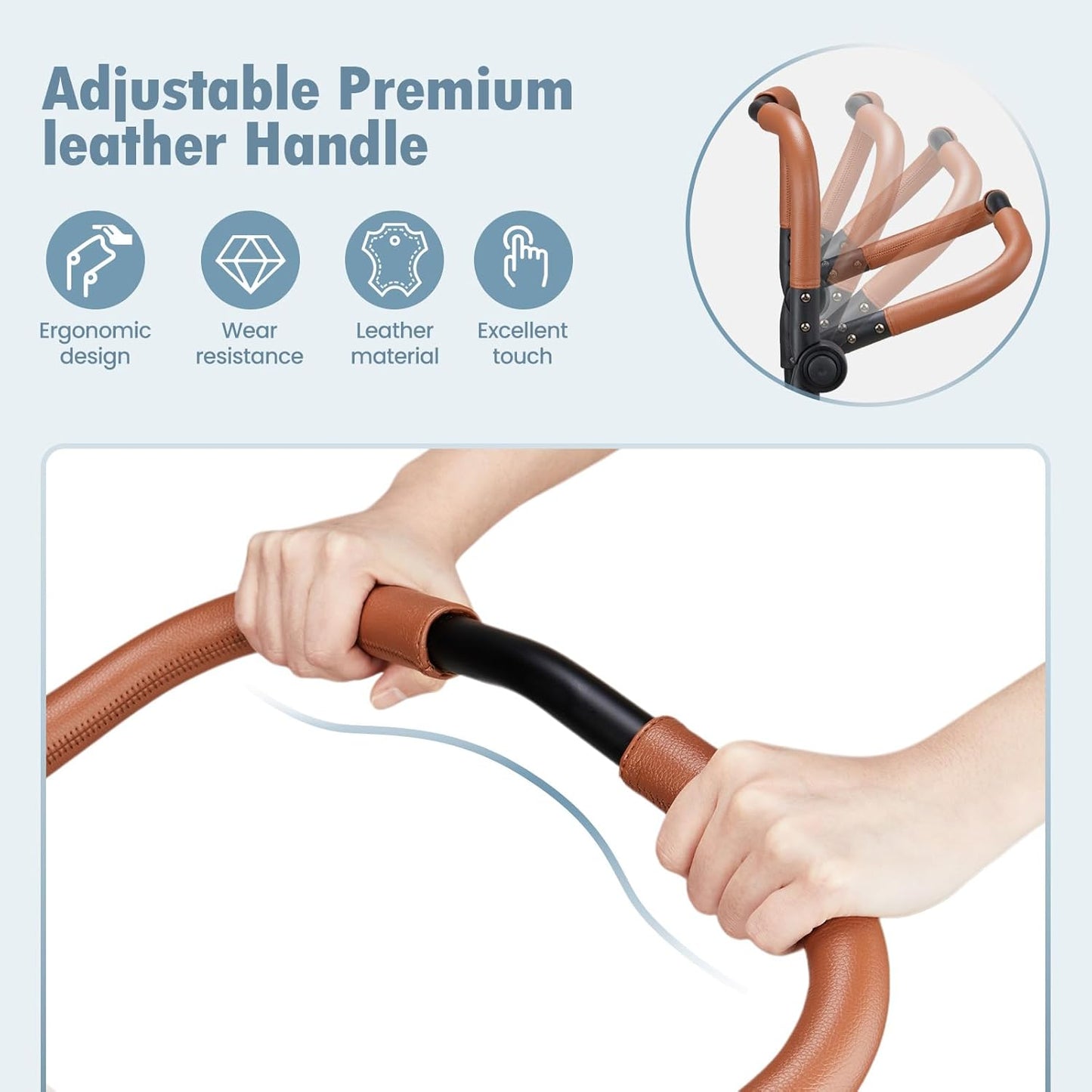 Wagon Stroller for 2 Kids, High Seat & 5 Point Harness, Foldable All-Terrain Wagon for Toddler with Canopy, Parent Organizer, Shoulder Bag, Adjustable Handlebar, Ultimate Double (Beige)