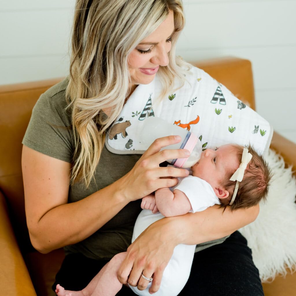 Little Unicorn Ultra-Absorbent Premium Burp Cloth | Soft on Baby's Skin | Larger Size | Ergonomic Design (Forest Friends)