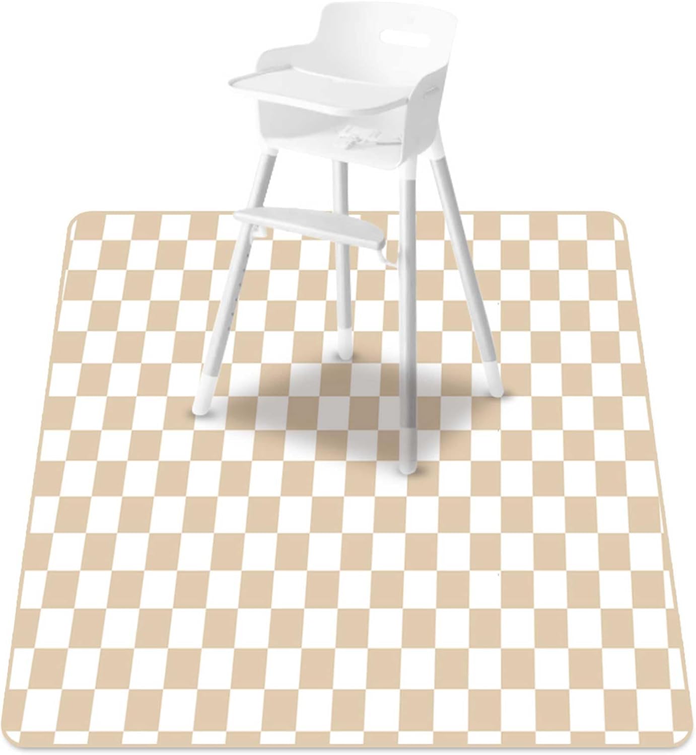 Baby Splat Mat for Under High Chair, 51 x 51 Inch Wipeable Splash Mat，Floor Protector，Wipe-Clean Tablecloth and Playing Mat (Square)