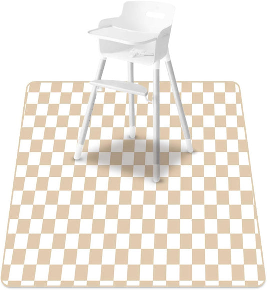 Baby Splat Mat for Under High Chair, 51 x 51 Inch Wipeable Splash Mat，Floor Protector，Wipe-Clean Tablecloth and Playing Mat (Square)