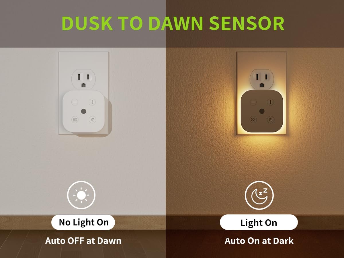Three Color Temperature Dimmable Night Light Plug in Wall, with Auto Dusk to Dawn Sensor, Plug in Night Light, LED, Kids, Adult, Bedroom, Hallway, Bathroom,Kitchen, Stairways(2 Pack)