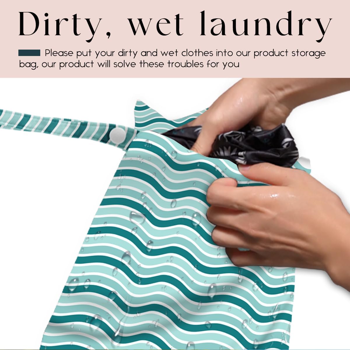 Wet Bag for Swimsuit, Beach Travel Essentials Wet Dry Bag, for Sunscreen Toiletry Dirty Clothes Yoga Gym Diaper, Friends Summer Beach Vacation Gifts. Wavy stripes
