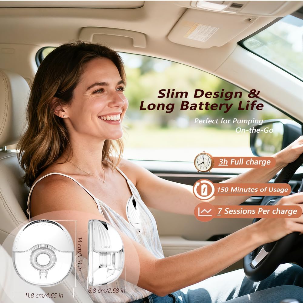 Wearable Breastfeeding Pump,4 Modes & 12 Levels, Hands Free Breast Pump, Portable Double Pump,Electric Breast Pump,Lightweight,Painless Comforts, Flange Sizes (19/21/mm) (White 2 Pack)