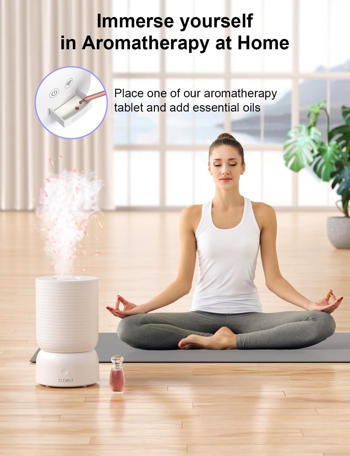 CLEVAST Smart Humidifier for Bedroom, 3L Top Fill Cool Mist Ultrasonic Air Humidifiers with Essential Oil Diffuser, Ultra Quiet for Baby Nursery, Plants, Home, Office (3 Liters Smart Version)
