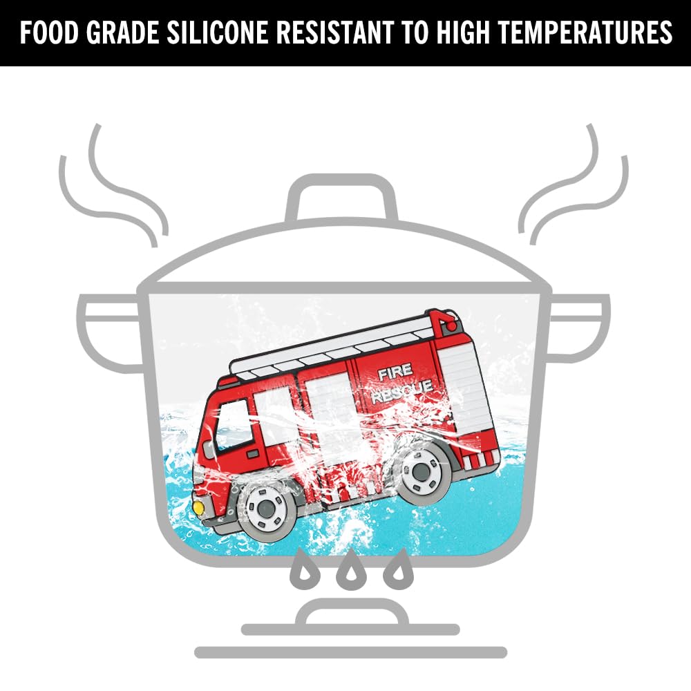 Baby Silicone Teether,Sensory Chew Toys,BPA Free Soft and Effective Infant Teething Pain Relief Toys,Freezer Safe,Food Grade Silicone,Best Shower Gift for Boys and Girls (Fire Trcuk).