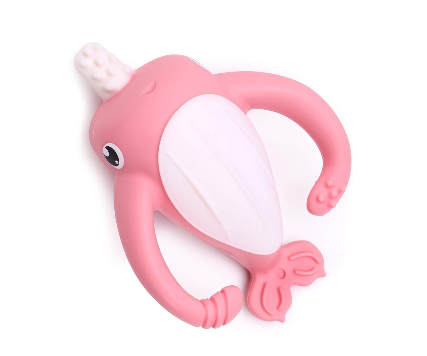 Smily Mia Narwhal Silicone Baby Teether for 3-6Months, Teething Toys 6-12Months, Best Toys for 4Months Babies, Sensory Toys for Teething Babies, Chew Toys for Teething Pain Relief, Pink