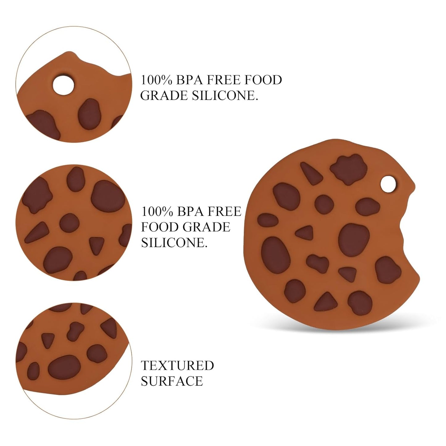 Baby Essentials Silicone Teether,Sensory Chew Toys,BPA Free Soft and Effective Infant Teething Pain Relief Toys,Freezer Safe,Food Grade Silicone,Best Shower Gift for Boys and Girls (Cookie).