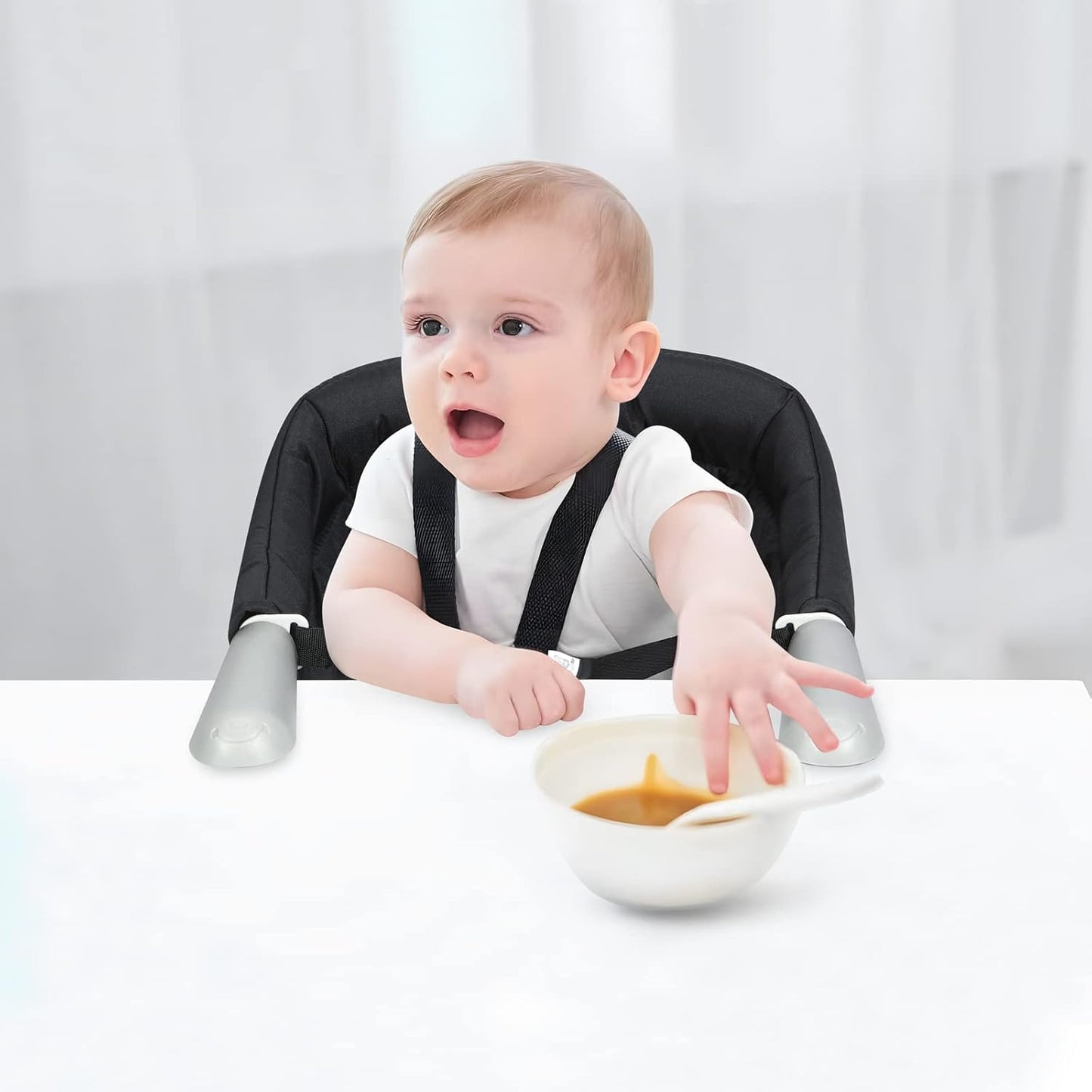 PandaEar Hook On High Chair| Portable Baby Travel Chair| Clip On Booster Seat for Dining (Black)