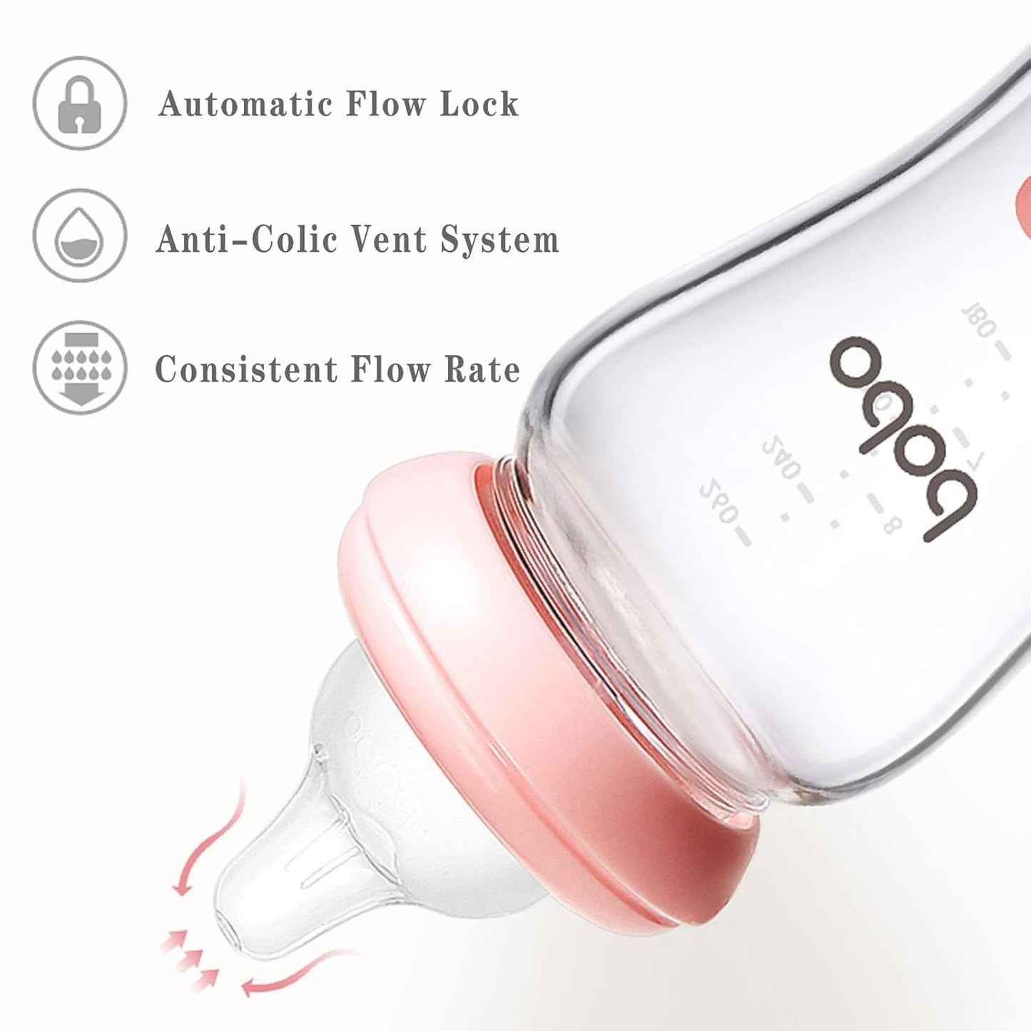 YOHKOH Natural Glass Baby Bottle with Natural Response Nipple, Newborn Anti-Colic Baby Bottles, Wide Neck Mushroom Cap Baby Bottle, Clear (3.4oz (Pack of 2), Multicolour)