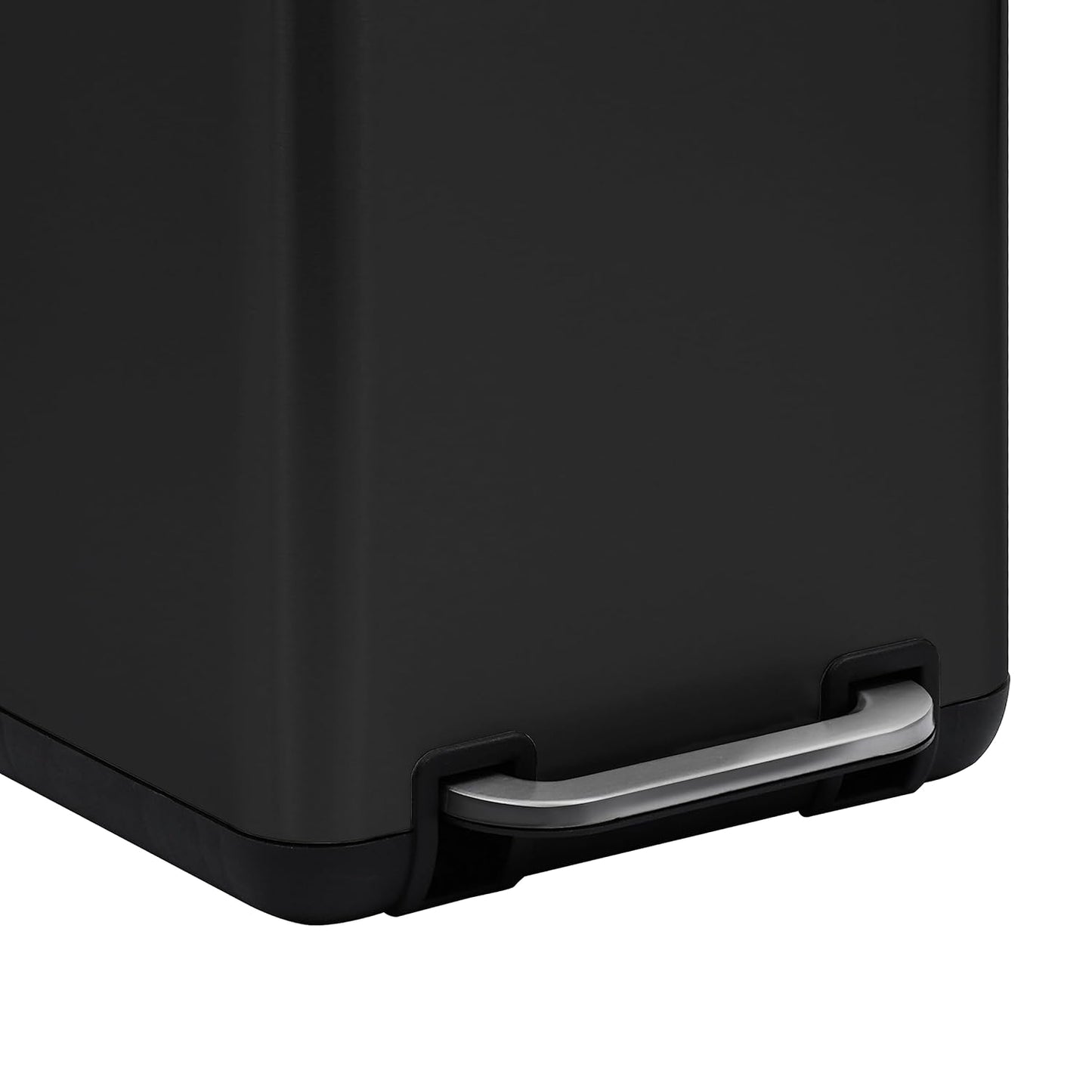 SunnyPoint 6 Liter(1.58 Gallon) Small Trash Can with Plastic Inner Buckets; Rectangle Bathroom, Office, Kitchen, and Bedroom Step On and Slow Close (BLK)