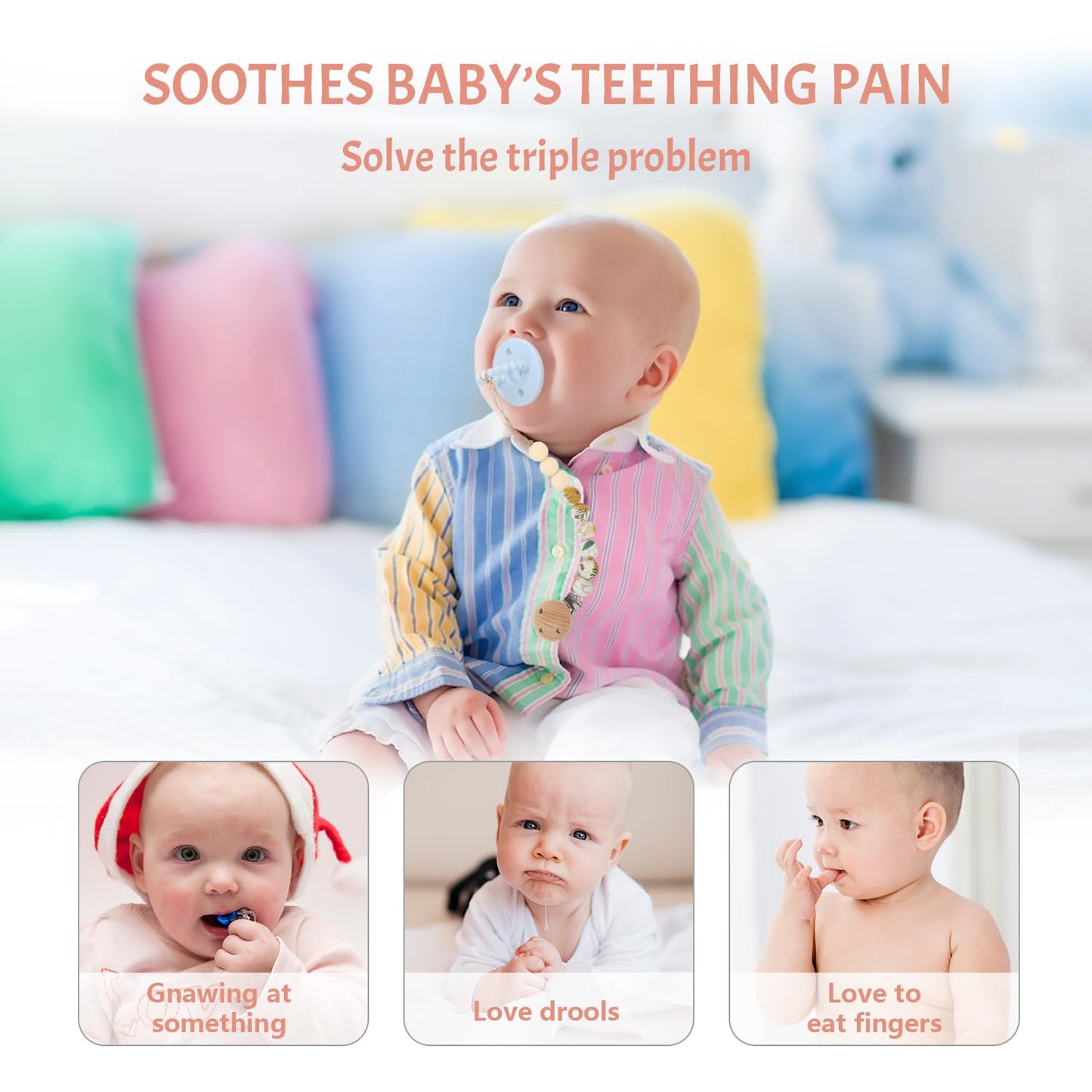 Pacifier Clips, 2PCS Silicone Soother Clips, BPA Free Pacifier Clip Pacifier Holder for Newborn Baby Boy Girl Gifts, Print Flowers