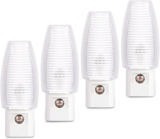 Emotionlite Plug in Night Light, Warm White LED Nightlight, Dusk to Dawn Sensor, Kids, Nursery, Bedroom, Bathroom,Hallway, Stairs, Kitchen, 4 Pack