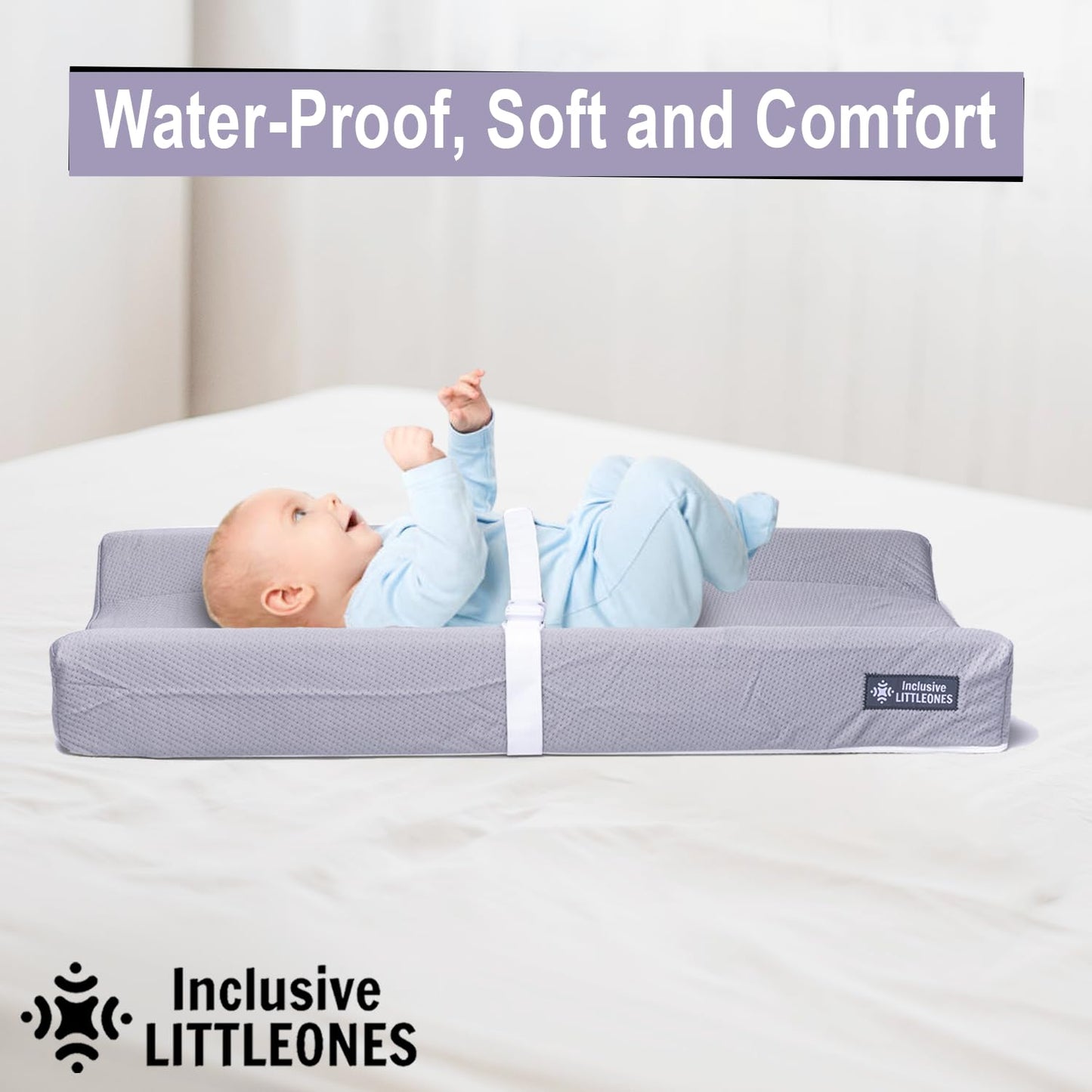 Baby Diaper Changing Pad Soft, Waterproof Changing Pad, Non-Slip Bottom, Safety Straps & Ergonomic Contoured Design - Wipeable Changing Pad Cover Standard Size (31.5"x16") Changing Tables & Dressers