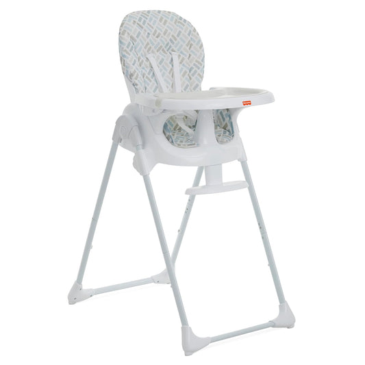 Fisher Price Tiny Bites Baby & Toddler Highchair – Cloud Grey, One-Click Folding, 7 Adjustable Height Levels, 2 Recline Positions, Removable Dishwasher-Safe Tray, Lightweight, Space-Saving