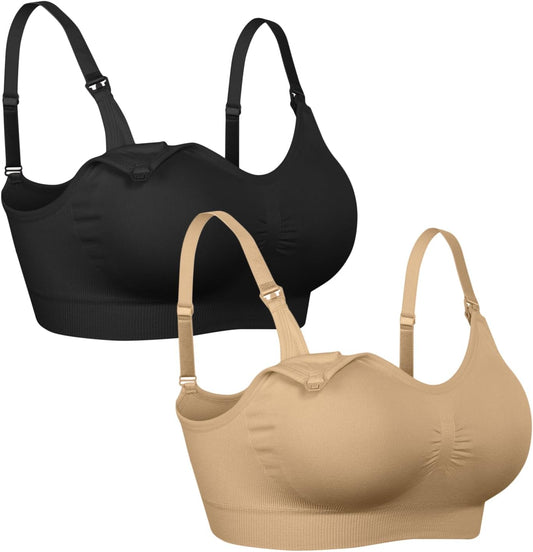 iloveSIA 4Pack Nursing Bra for Breastfeeding Maternity Bra for Pregnancy Seamless Wireless Fit Bra Regular & Plus Size M-4XL