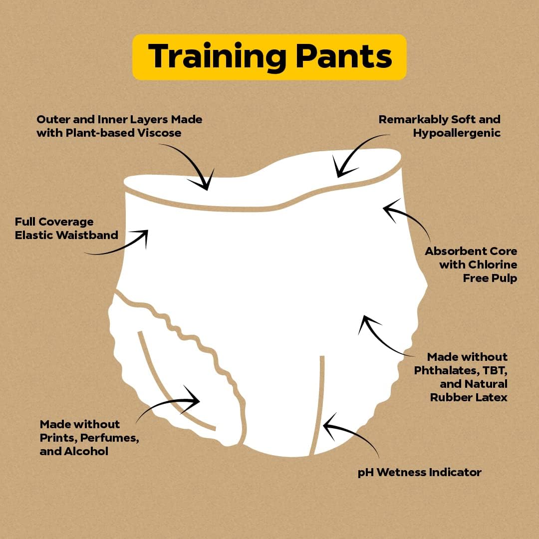 DYPER Toddler Potty Training Pants Girls & Boys Size 4T-5T, Honest Ingredients, Day & Overnight, Made with Plant-Based* Materials, Hypoallergenic for Sensitive Skin, Unscented