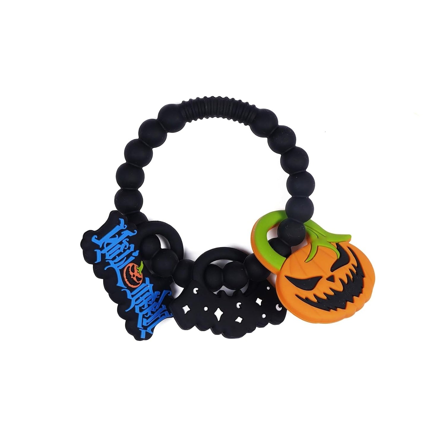 Baby Silicone Halloween Pumpkin Teether Ring Toy,Food Grade Silicone Chew Toys for 0-6,6-12,12-18 Months Newborns,Infants,Toddlers Teething Relief,Safe and Soft,BPA Free,Baby Essentials.