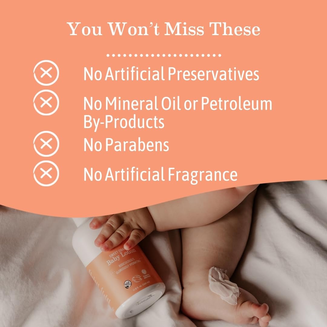 Earth Mama Sweet Orange Baby Lotion | Moisturizing Body Lotion for Dry Skin, Newborn Baby Lotion Sensitive Skin Care, Face Lotion for Babies & Kids with Shea Butter, Calendula & Aloe, 8 Fl Oz