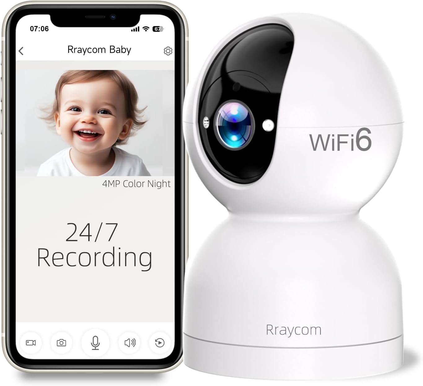 Rraycom 2K Security Camera for Baby Monitor, Pan/Tilt Indoor Cameras for Home Security, Indoor Camera with Motion Detection and Tracking, 2-Way Talk, Color Night Vision,24/7 Cloud &SD, Works w/Alexa