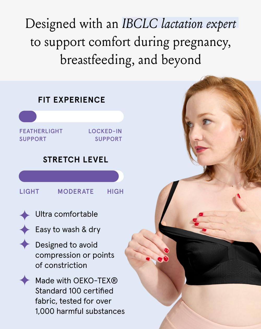 Bodily The Effortless Bra for Pregnancy, Postpartum & Nursing, Soft, Seamless, Stretchy & Wireless Pull-Down Maternity Bra