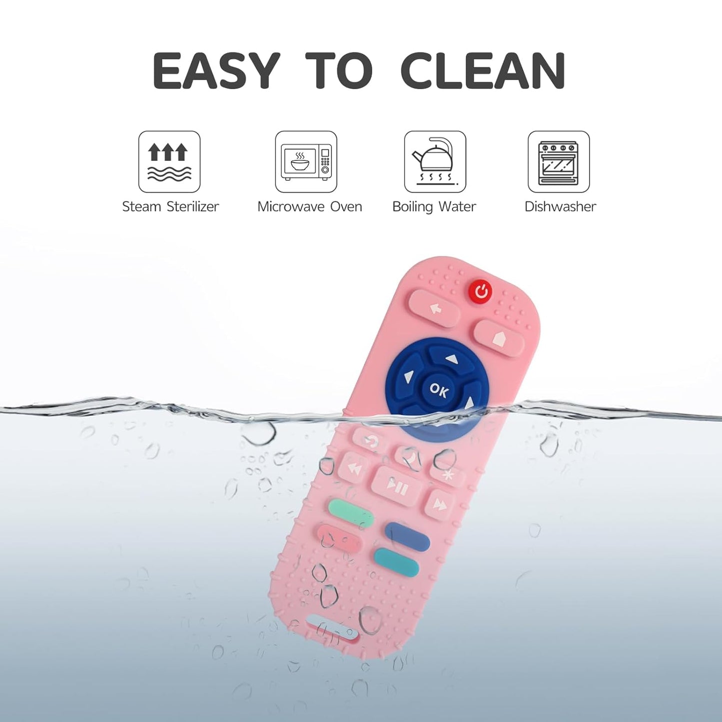 Hooku Silicone Teething Toys for Babies 0-6 Months, Teethers for Babies 6-12 Months, Remote Teether for Baby, Sensory Toys for Babies, Baby Chew Toys
