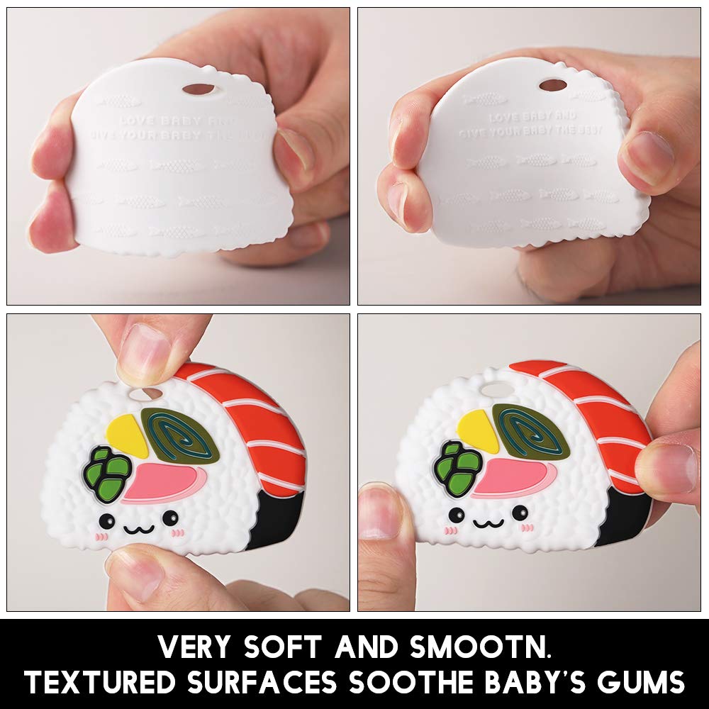 Baby Silicone Teether,Sensory Chew Toys,BPA Free Soft and Effective Infant Teething Pain Relief Toys,Freezer Safe,Food Grade Silicone,Best Shower Gift for Boys and Girls (Sushi01)