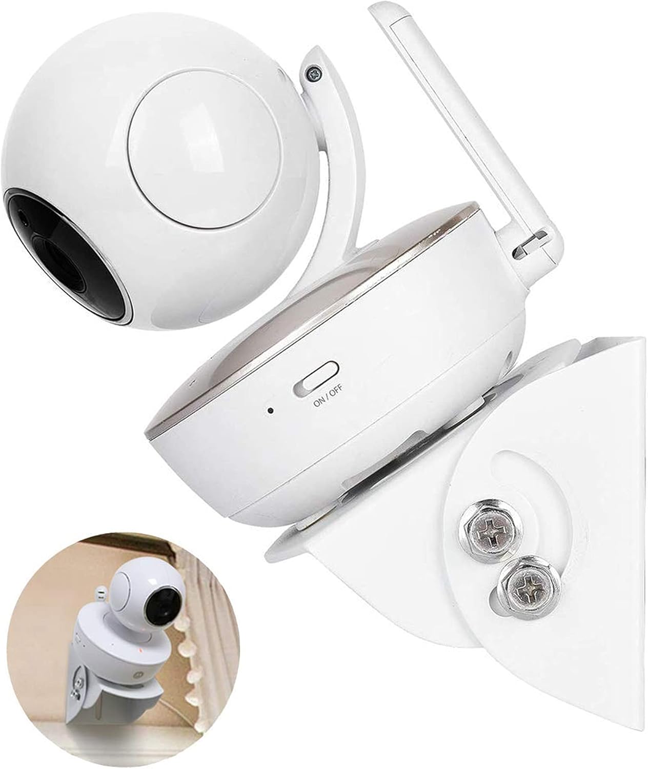 2 Pack-Adjustable Angle Baby Monitor Wall Mount for Motorola, Arlo, Infant Optics DXR-8, HelloBaby, Hellobaby Babysense Monitor Camera, Perfect Angle and Easy to Install (Camera Not Included)