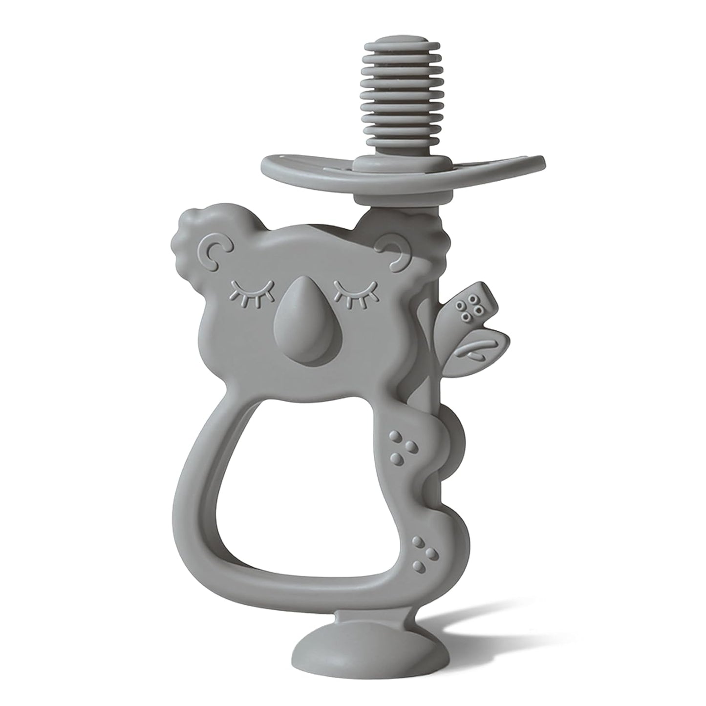 Moonkie Teething Toy, Safe & Easy to Hold BPA Free Silicone Teethers, 360° Baby Toothbrush with Suction Base, Teether Toys Best for Babies 6-12 Months (Koala Lunar Grey)